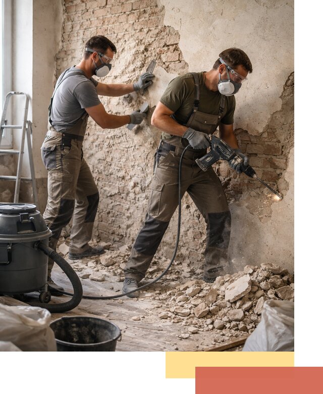 Демонтаж штукатурки со стен в Белореченске быстро и аккуратно