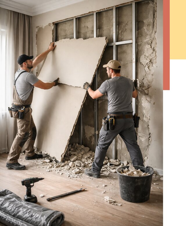 Демонтаж гипсокартона со стен в Белореченске от 355 руб. — услуги демонтажа | ОТДЕЛОЧНИК-Блч