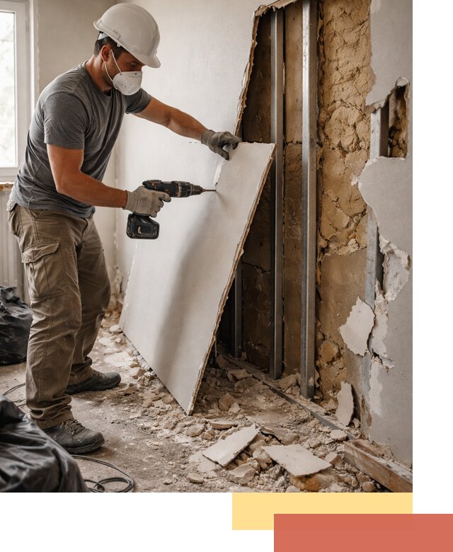 Демонтаж гипсокартона со стен в Белореченске качественно и быстро