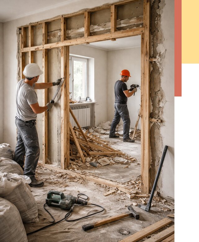 Демонтаж деревянных перегородок в Белореченске от 3246 руб. — быстро и недорого | ОТДЕЛОЧНИК-Блч