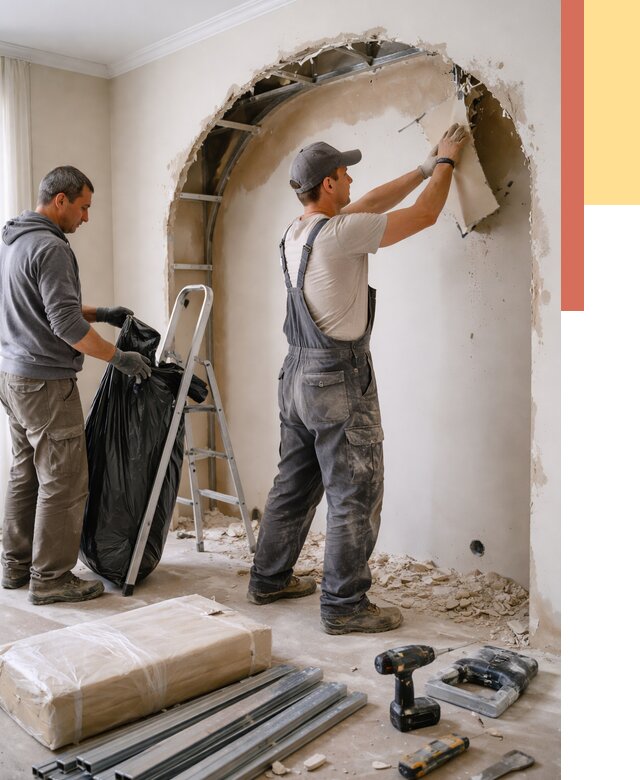 Демонтаж арки из гипсокартона в Белореченске от 3550 руб. — услуги под ключ | ОТДЕЛОЧНИК-Блч