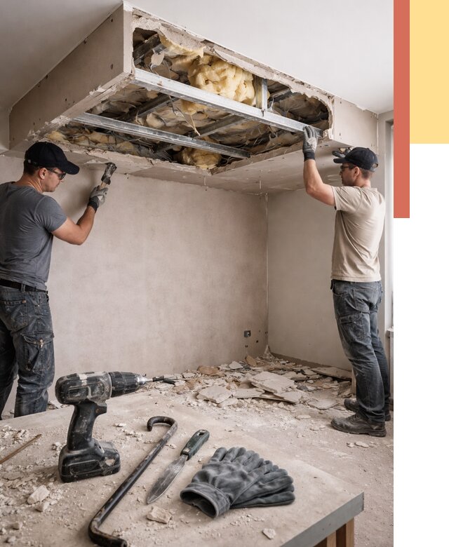 Демонтаж короба из гипсокартона в Белореченске от 1542 руб. — быстро и недорого | ОТДЕЛОЧНИК-Блч