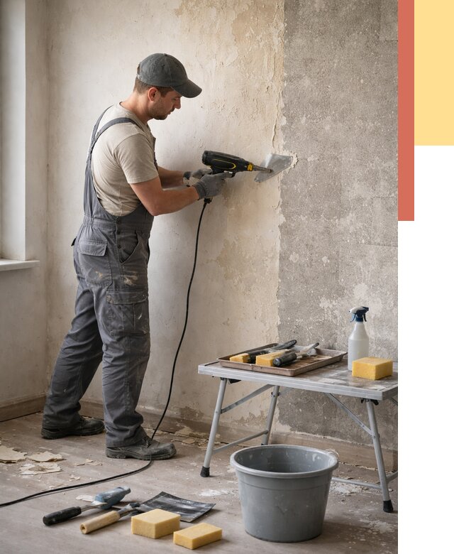 Очистка стен от клея в Белореченске от 1877 руб. — снятие и удаление клея со стен | ОТДЕЛОЧНИК-Блч