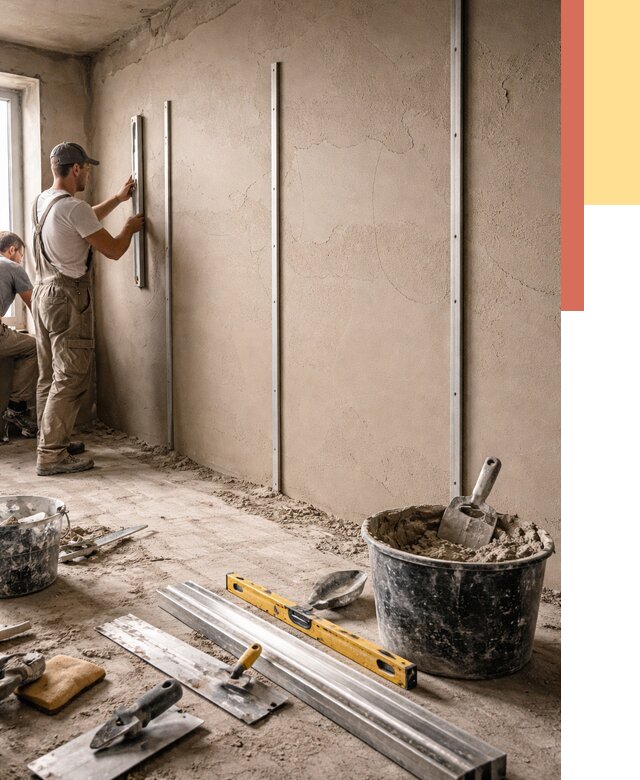 Штукатурка стен по маякам в Белореченске от 5579 руб./м² — выравнивание под ключ | ОТДЕЛОЧНИК-Блч