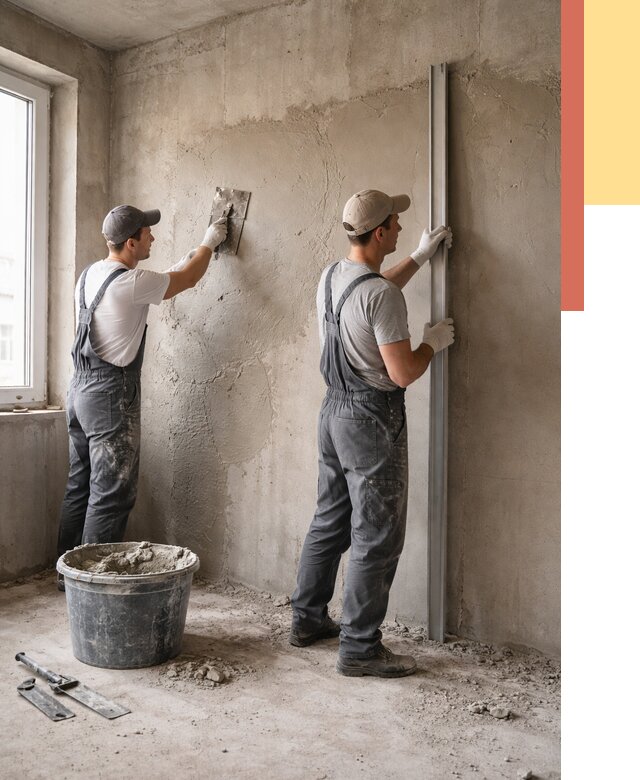 Штукатурка бетонных стен в Белореченске от 4565 руб/м² — качественно и быстро | ОТДЕЛОЧНИК-Блч