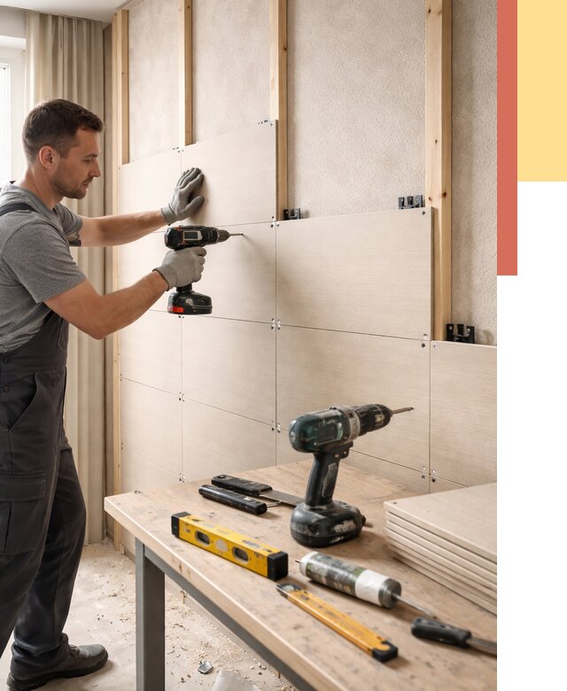 Монтаж МДФ панелей на стены в Белореченске от 1268 руб. под ключ | ОТДЕЛОЧНИК-Блч