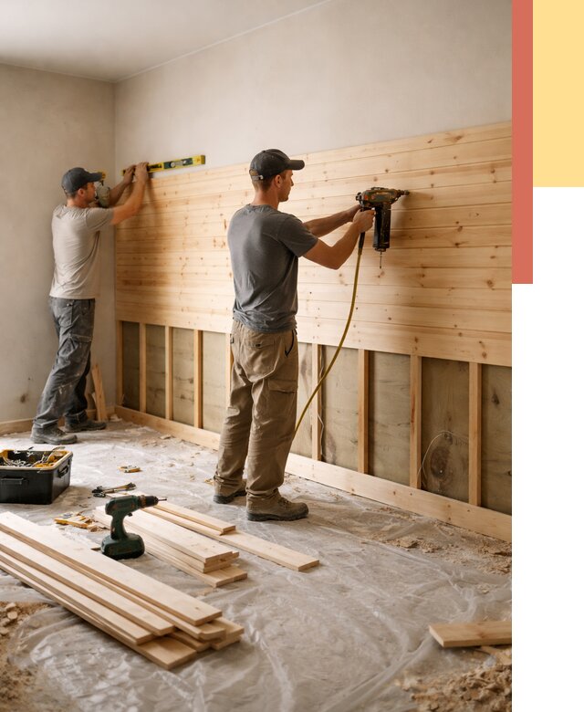 Монтаж деревянной вагонки на стены в Белореченске от 7608 руб. | Услуги монтажа вагонки | ОТДЕЛОЧНИК-Блч