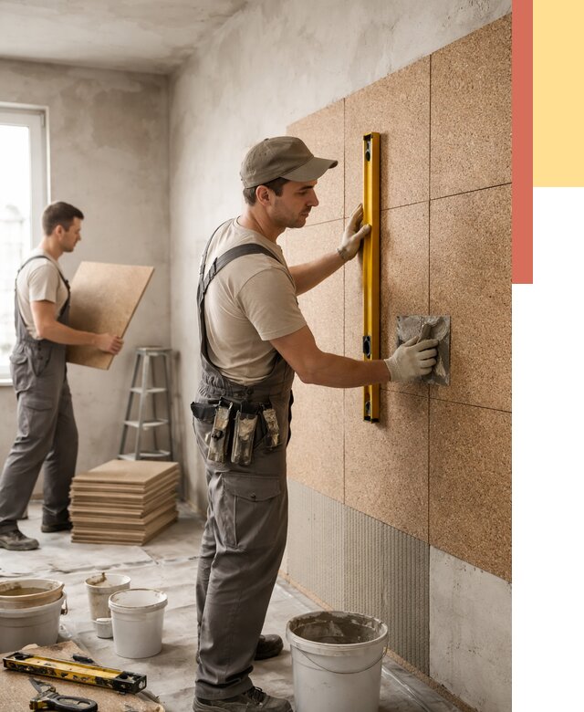 Монтаж пробковых панелей на стены в Белореченске от 3550 руб. — ОТДЕЛОЧНИК-Блч