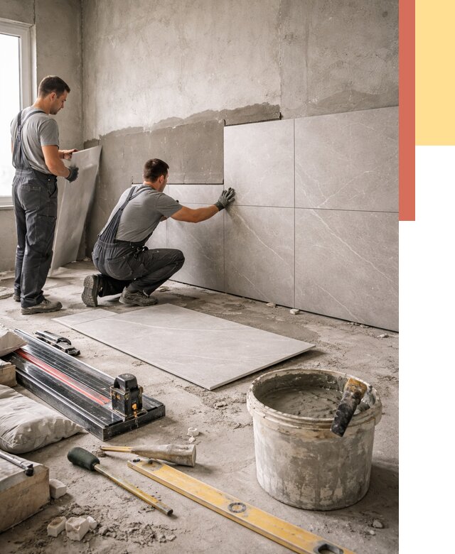 Облицовка стен керамогранитом в Белореченске от 4260 руб./м² — услуги под ключ | ОТДЕЛОЧНИК-Блч