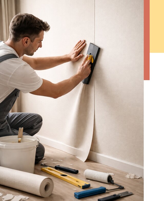 Поклейка виниловых обоев в Белореченске от 4565 руб. | Быстро и недорого — ОТДЕЛОЧНИК-Блч