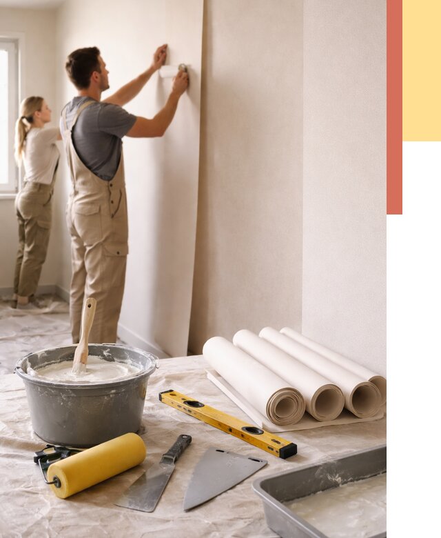 Поклейка бумажных обоев в Белореченске от 5579 руб./м2 — быстро и недорого | ОТДЕЛОЧНИК-Блч