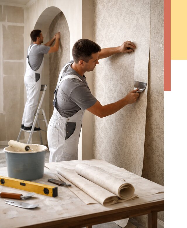 Поклейка обоев на сложные стены в Белореченске от 2840 руб. под ключ | ОТДЕЛОЧНИК-Блч