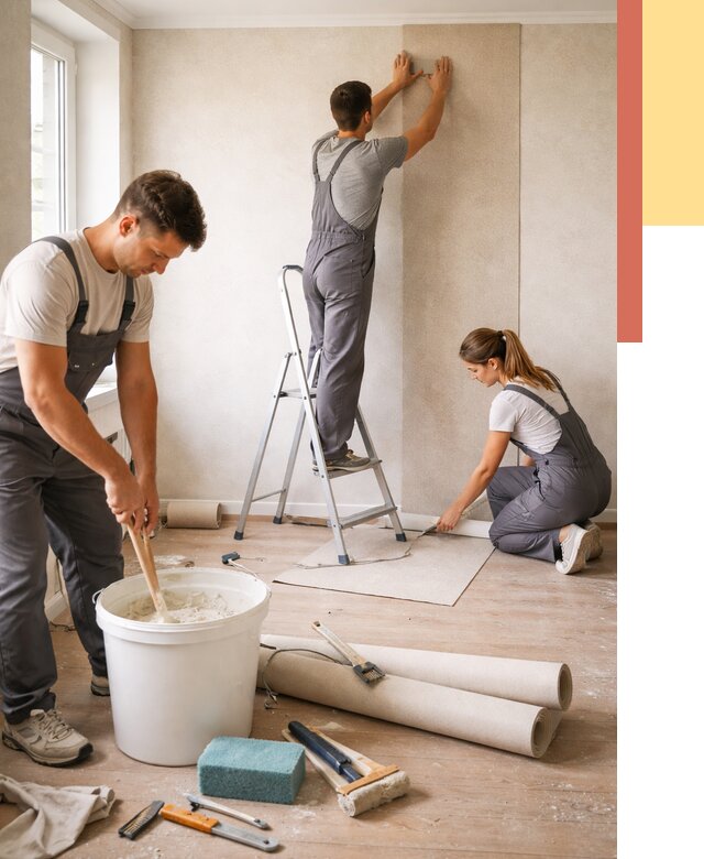 Оклейка стен обоями в Белореченске от 3550 руб/м2 — быстро и недорого | ОТДЕЛОЧНИК-Блч