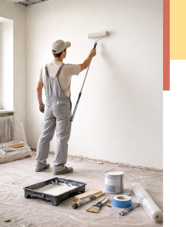 Покраска стен водоэмульсионной краской в Белореченске от 456 руб. за м² | ОТДЕЛОЧНИК-Блч