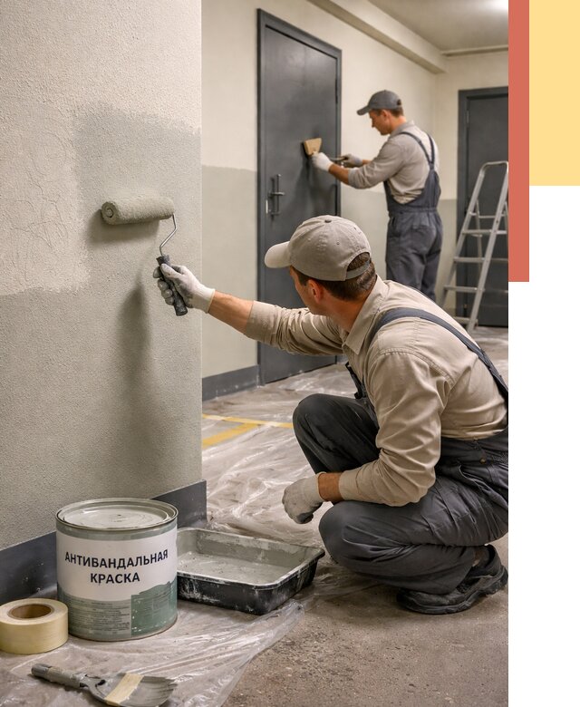 Покраска стен антивандальной краской в Белореченске от 4565 руб./м² под ключ | ОТДЕЛОЧНИК-Блч