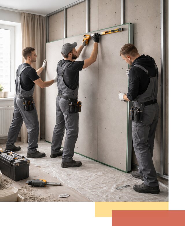 Шумоизоляция стен панелями ЗИПС в Белореченске для жилых и коммерческих помещений