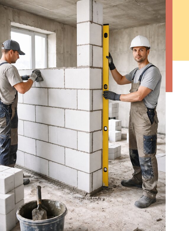 Кладка перегородок из пеноблока в Белореченске от 1826 руб. под ключ | ОТДЕЛОЧНИК-Блч