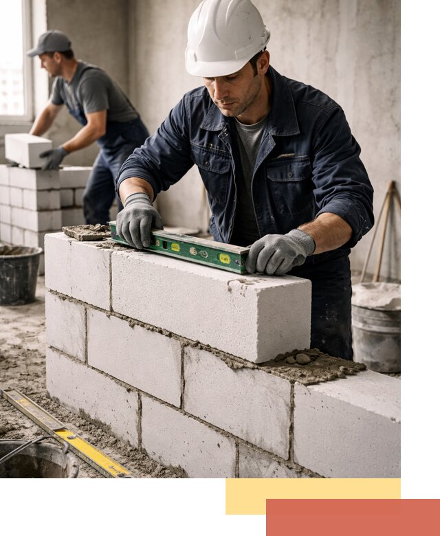 Кладка перегородок из пеноблока под ключ в Белореченске