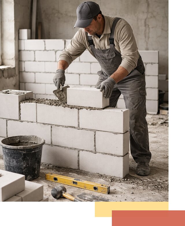 Кладка перегородок из силикатного блока в Белореченске