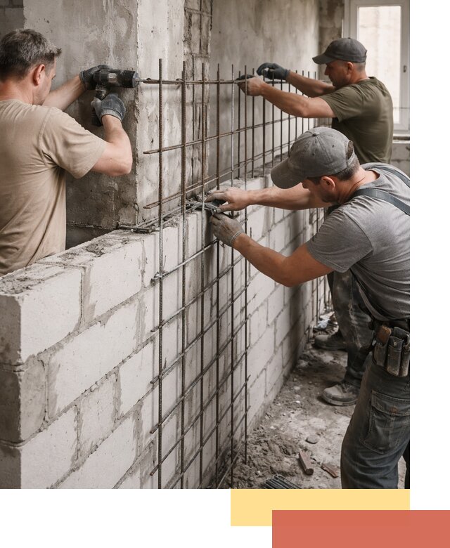 Армирование кладки перегородок в Белореченске профессионально и надёжно