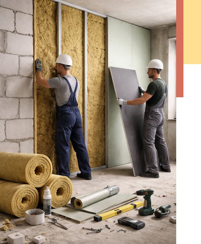 Шумоизоляция перегородок из блоков в Белореченске от 1877 руб./м² — быстро и недорого | ОТДЕЛОЧНИК-Блч