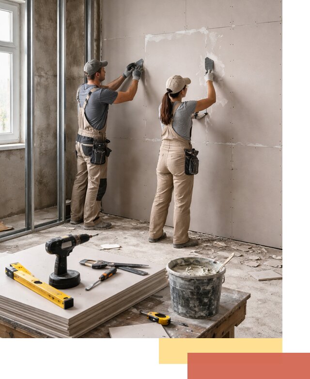 Монтаж двухслойной перегородки из гипсокартона в Белореченске