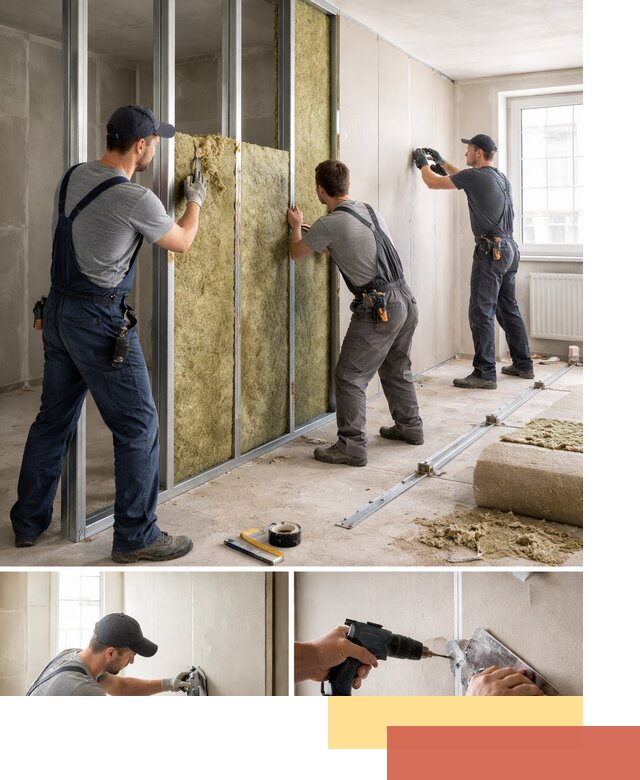 Перегородка из гипсокартона с шумоизоляцией в Белореченске — монтаж под ключ