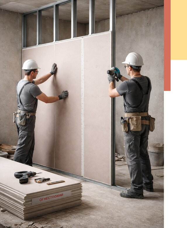 Перегородка из огнестойкого гипсокартона в Белореченске от 1877 руб. под ключ | ОТДЕЛОЧНИК-Блч