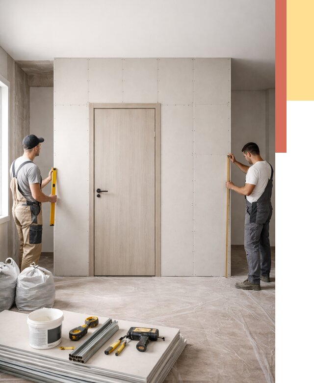 Перегородка из гипсокартона с дверью в Белореченске от 4565 руб. под ключ | ОТДЕЛОЧНИК-Блч