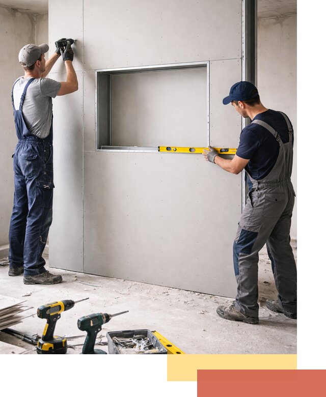 Перегородка из гипсокартона с нишей под декор в Белореченске