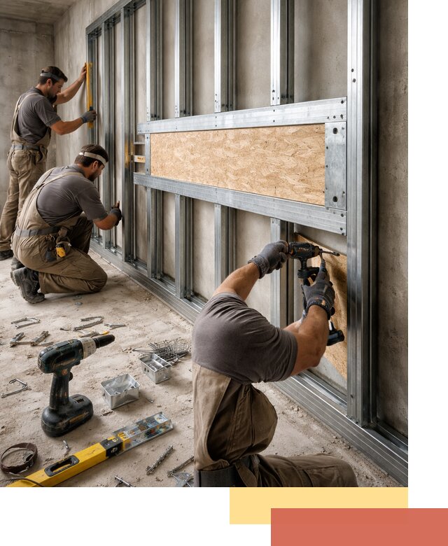 Усиленная перегородка для крепления тяжёлых конструкций в Белореченске