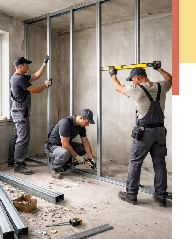 Монтаж каркаса перегородки из профиля в Белореченске от 761 руб. | ОТДЕЛОЧНИК-Блч