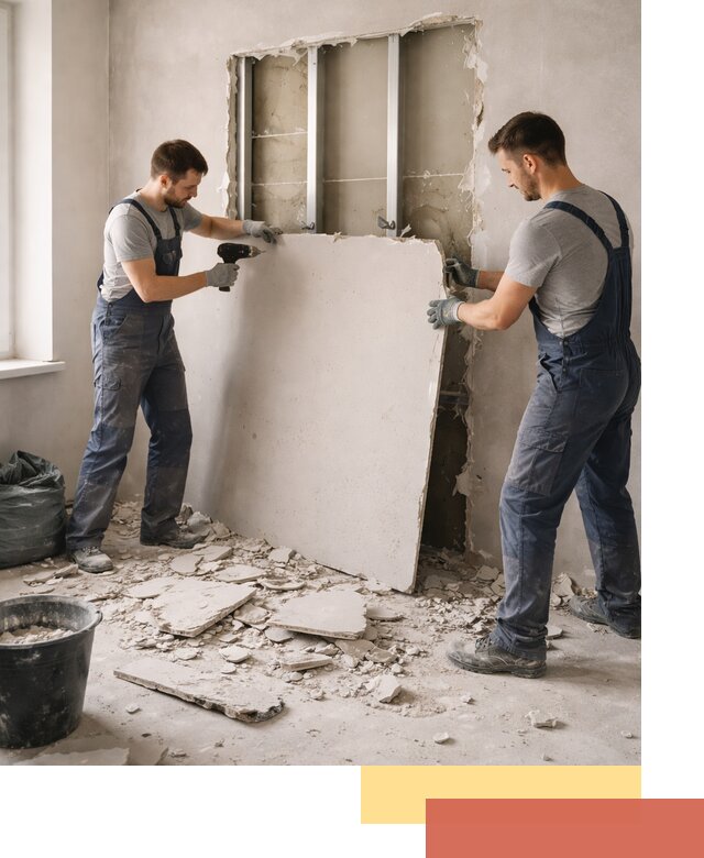 Демонтаж перегородки из гипсокартона в Белореченске быстрый и аккуратный