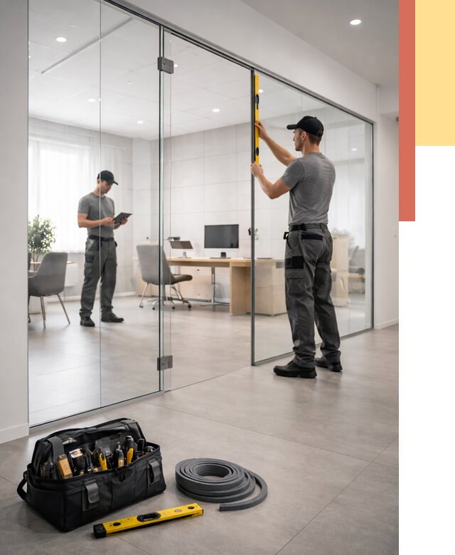 Цельностеклянные перегородки под ключ в Белореченске от 9637 руб. — монтаж и цены | ОТДЕЛОЧНИК-Блч