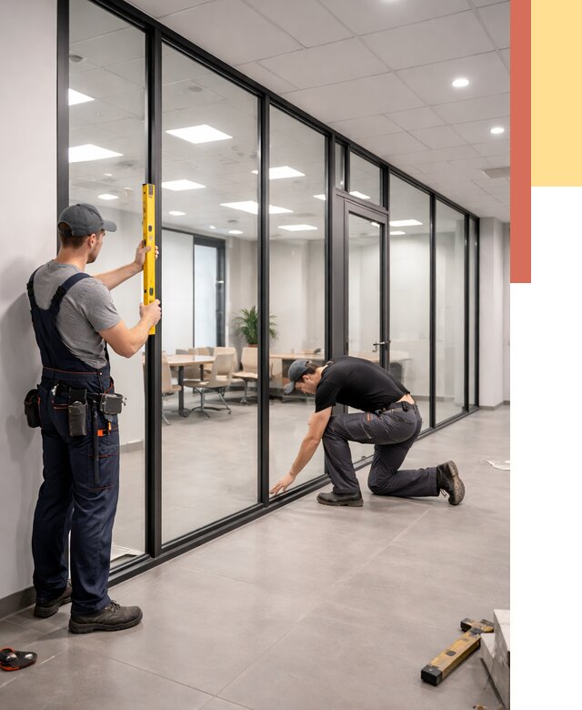 Каркасные стеклянные перегородки в Белореченске под ключ от 9332 руб. | ОТДЕЛОЧНИК-Блч