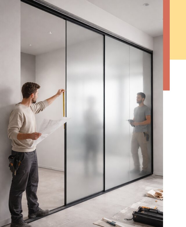 Матовые стеклянные перегородки в Белореченске от 8622 руб. — монтаж и установка | ОТДЕЛОЧНИК-Блч