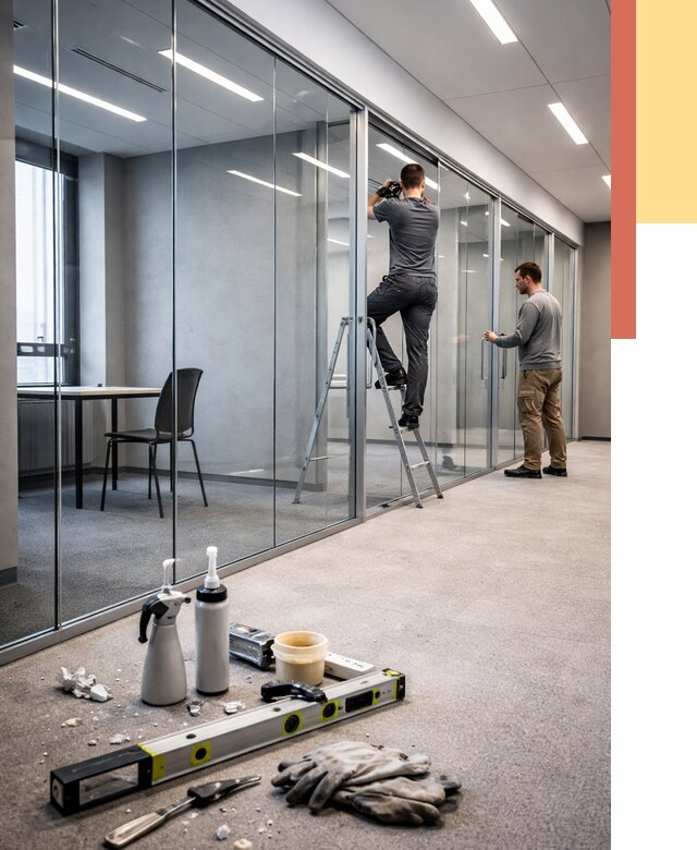 Стеклянные офисные перегородки в Белореченске от 8622 руб. — монтаж и установка | ОТДЕЛОЧНИК-Блч