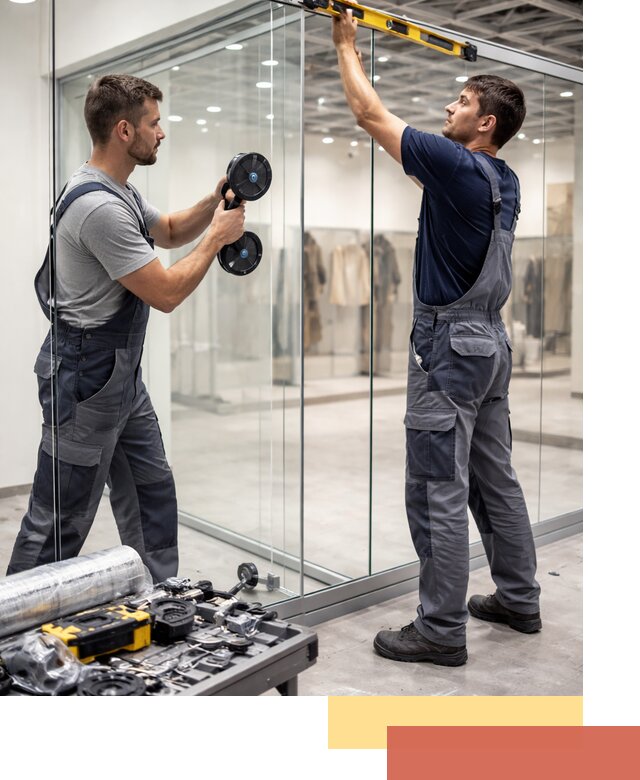 Стеклянные перегородки для магазинов в Белореченске — монтаж и установка