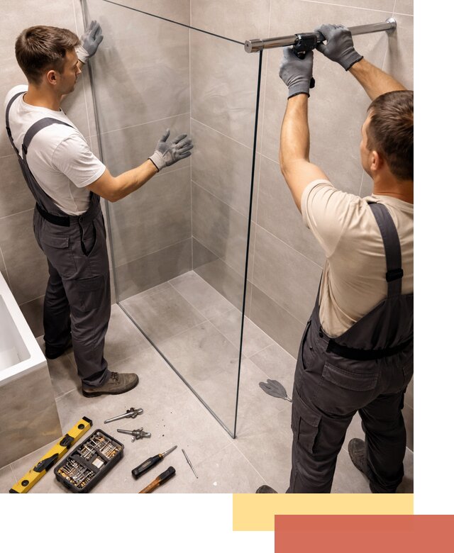 Стеклянные перегородки для душа в Белореченске — изготовление и монтаж