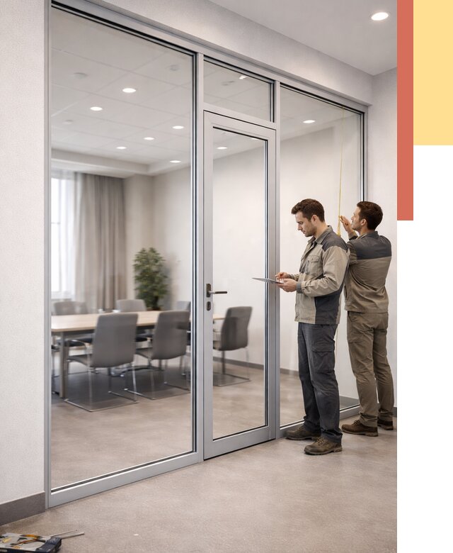 Установка и монтаж алюминиевых перегородок со стеклом в Белореченске от 8318 руб. | ОТДЕЛОЧНИК-Блч