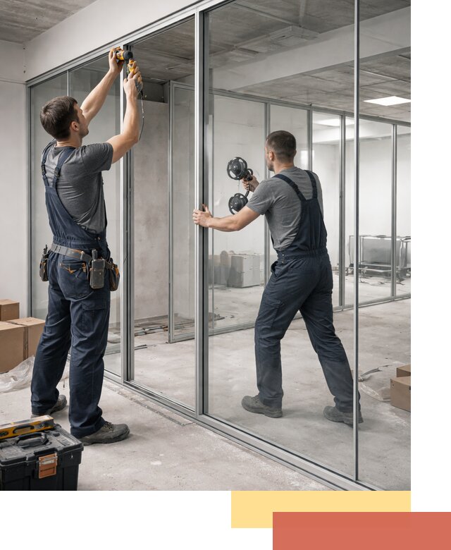 Алюминиевые перегородки со стеклом в Белореченске — изготовление и монтаж