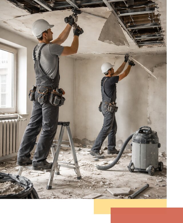 Демонтаж гипсокартонного потолка в Белореченске быстро и аккуратно