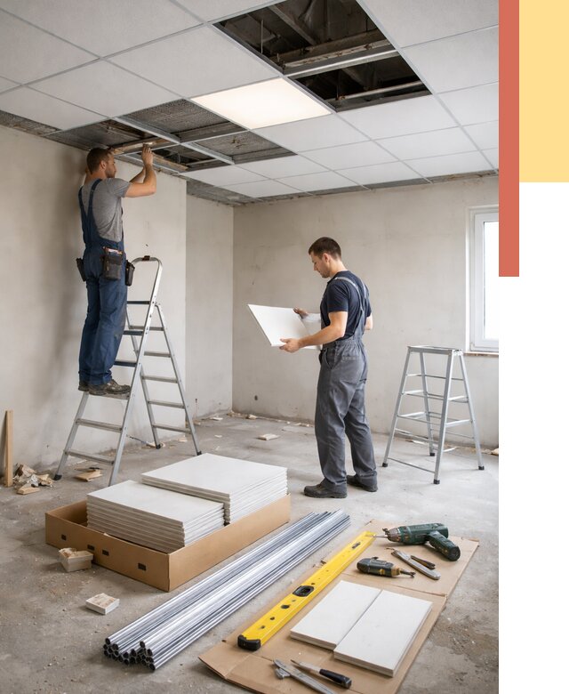 Монтаж потолка армстронг в Белореченске от 4565 руб/м2 — быстрая установка под ключ | ОТДЕЛОЧНИК-Блч