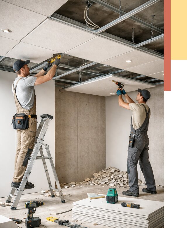 Монтаж акустического потолка в Белореченске от 6594 руб/м2 — быстро и недорого | ОТДЕЛОЧНИК-Блч