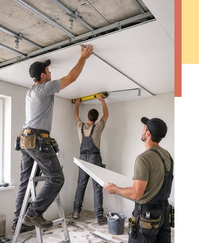 Монтаж потолка из ПВХ панелей в Белореченске от 3550 руб./м2 — быстро и недорого | ОТДЕЛОЧНИК-Блч