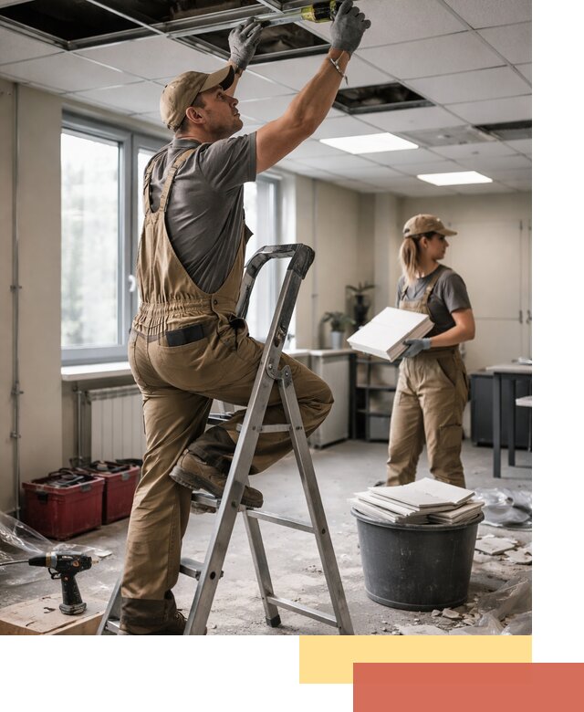 Ремонт потолка Армстронг и замена плит в Белореченске