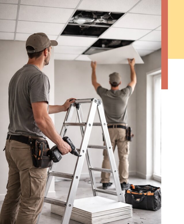 Обслуживание подвесного потолка в Белореченске от 3550 руб. — быстро и недорого | ОТДЕЛОЧНИК-Блч