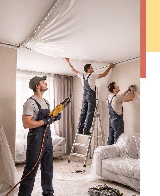 Установка натяжного потолка в Белореченске от 4565 руб. | Быстро и недорого — ОТДЕЛОЧНИК-Блч