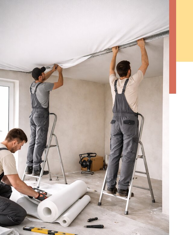 Монтаж тканевого натяжного потолка в Белореченске от 3550 руб. под ключ | ОТДЕЛОЧНИК-Блч