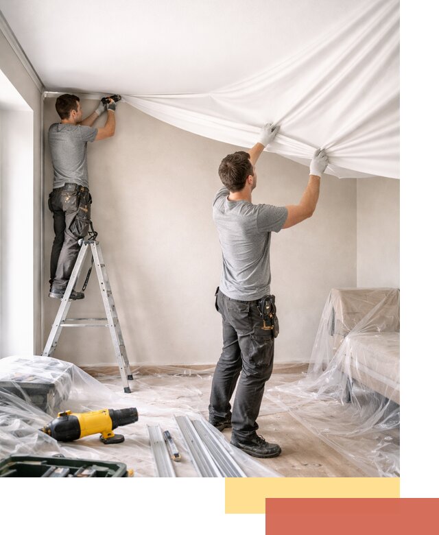 Монтаж тканевого натяжного потолка в Белореченске недорого и быстро